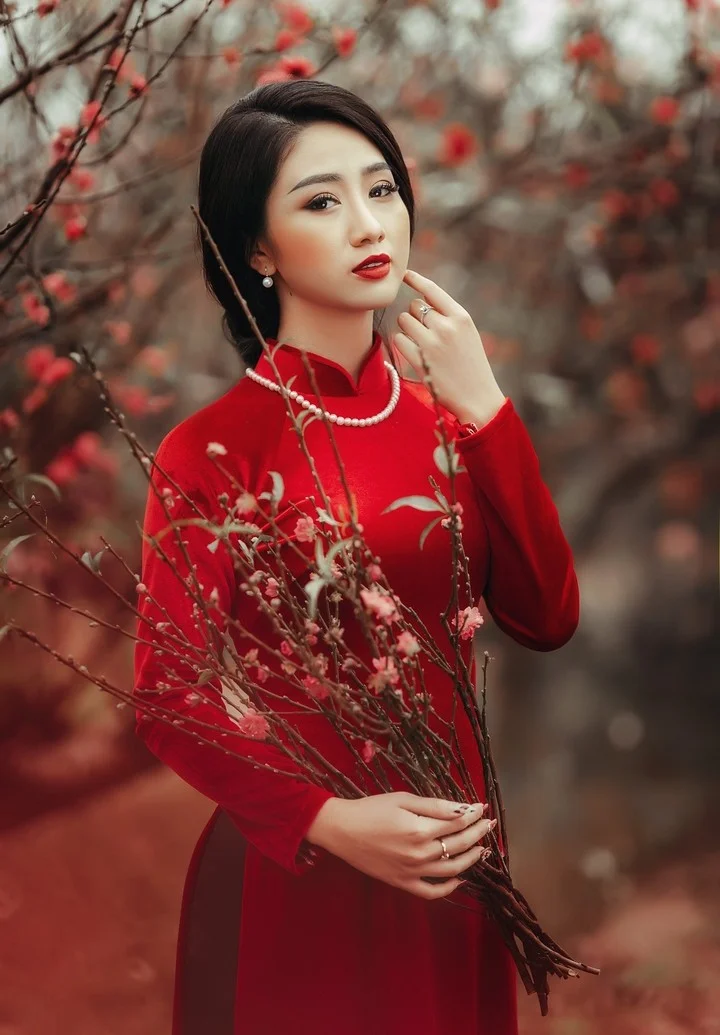 Tạo ảnh Tết áo dài AI - phố Tết truyền thống - Ảnh Tết AI