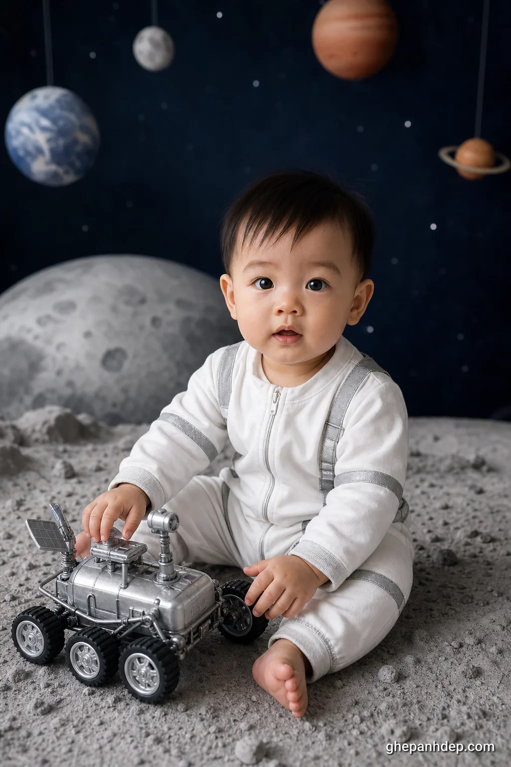 Ảnh bé phi hành gia trên mặt trăng - mẫu Ảnh em bé