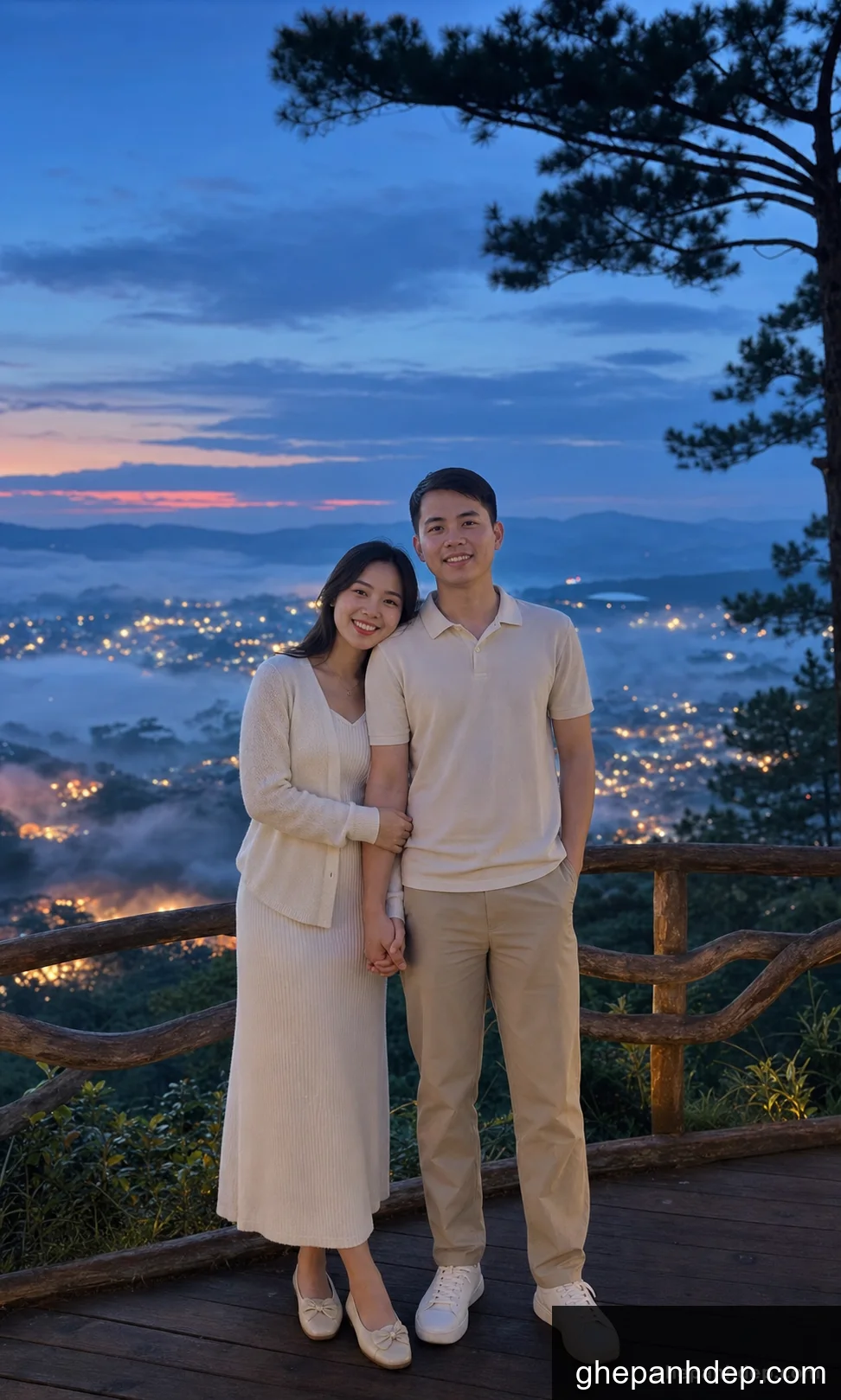 Ghép ảnh couple du lịch Đà Lạt - mẫu Ghép ảnh theo mẫu