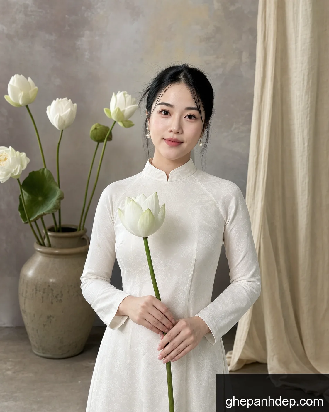 Ảnh studio sen trắng fine-art - Ảnh hoa sen