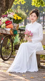 Mẫu mùa thu áo dài bên xe hoa - ảnh tham khảo 2 cho ẢNH MÙA THU