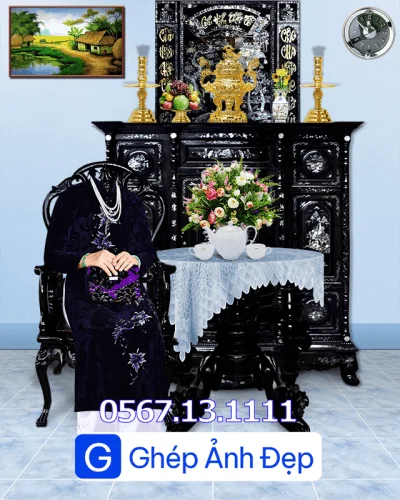MẪU GHÉP ẢNH THỜ BÀN TRÀ CỤ ÔNG HOẶC CỤ BÀ – ĐẸP, TỰ NHIÊN & TRANG NGHIÊM - Ảnh 24