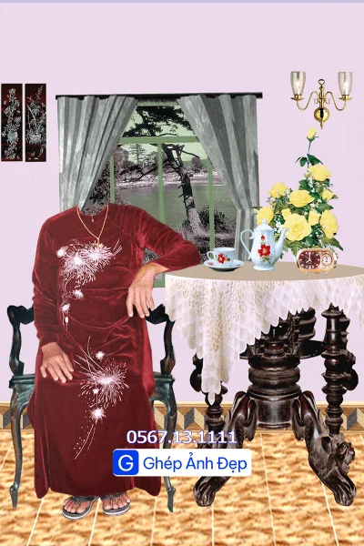 MẪU GHÉP ẢNH THỜ BÀN TRÀ CỤ ÔNG HOẶC CỤ BÀ – ĐẸP, TỰ NHIÊN & TRANG NGHIÊM