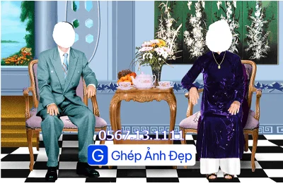 MẪU GHÉP ẢNH THỜ CỤ ÔNG VÀ CỤ BÀ BÀN TRÀ - Ảnh 3