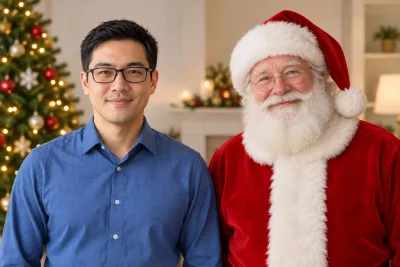 Ghép ảnh ông già Noel: chụp cùng hay hóa trang?