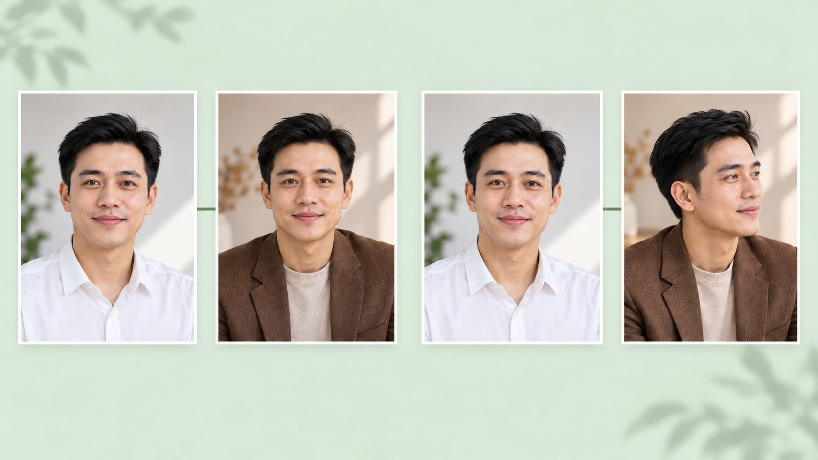 Minh họa ảnh mặt chính diện ghép với bố cục tương đồng và bố cục quay nghiêng